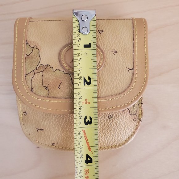 Allen Edward AE Leather Wallet Tan with Map Print small size Pre-Owned - Picture 9 of 10